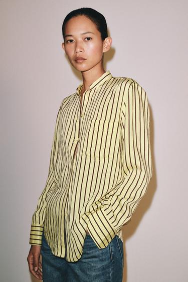 ZW COLLECTION STRIPED POCKET SHIRT - Yellow by Zara