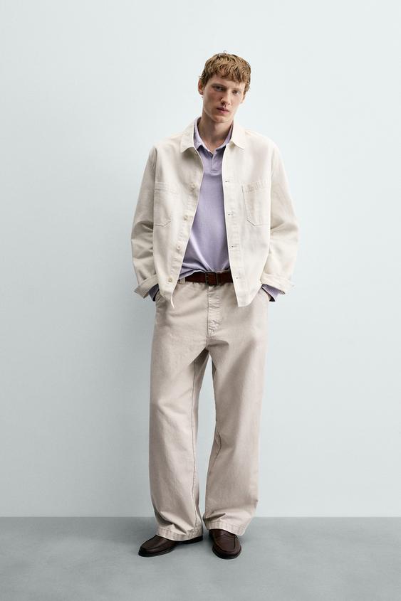 CANVAS REGULAR FIT OVERSHIRT - Sand by Zara - Image 0