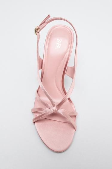 SATIN-EFFECT HIGH-HEEL SANDALS - Pink by Zara