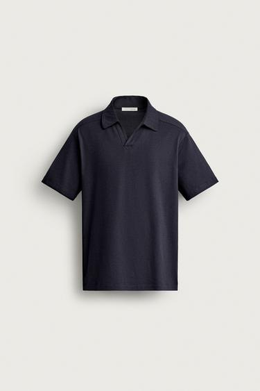 FLUID STRIPED REGULAR FIT POLO SHIRT - Navy blue by Zara