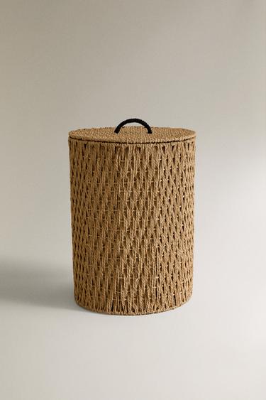 ROUND BASKET WITH LID - Light beige by Zara