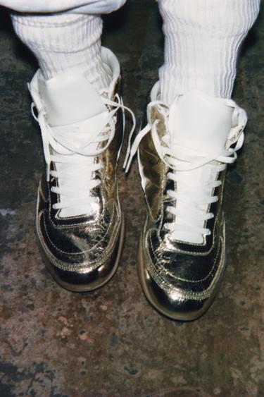 METALLIC-EFFECT HIGH-TOP TRAINERS - Gold by Zara - Image 0