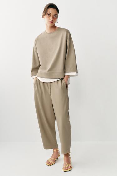 CONTRAST LONG SLEEVE SWEATSHIRT - Mid-camel by Zara