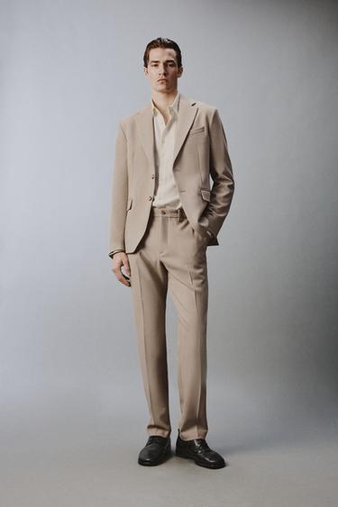 SLIM FIT SUIT BLAZER - Sand / Marl by Zara