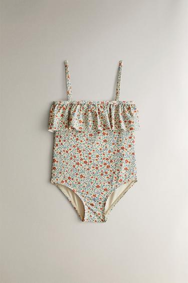 KIDS’ FLORAL RUFFLED BEACH SWIMSUIT - Sand by Zara