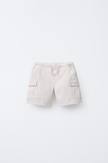 CANVAS CARGO BERMUDA SHORTS - Mid-ecru by Zara - Image 0