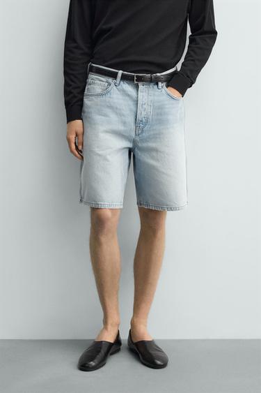 STRAIGHT-LEG DENIM BERMUDA SHORTS - Light blue by Zara