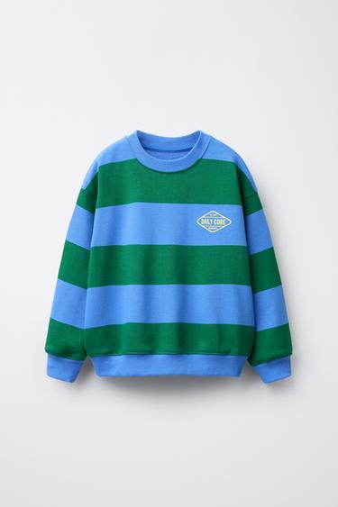 STRIPE LOGO SWEATSHIRT - Green / Blue by Zara - Image 0