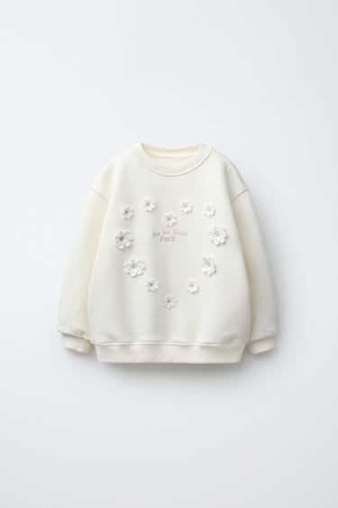 FLORAL SWEATSHIRT - Oyster-white by Zara