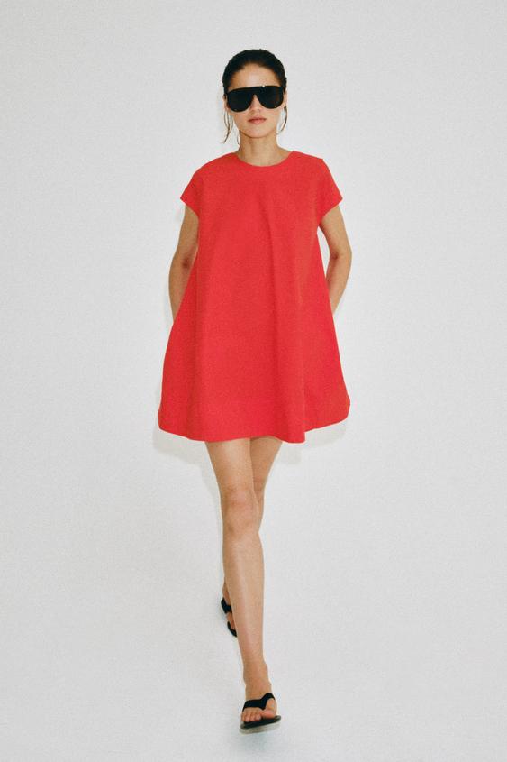 ZW COLLECTION POPLIN SHORT DRESS - Red by Zara - Image 0
