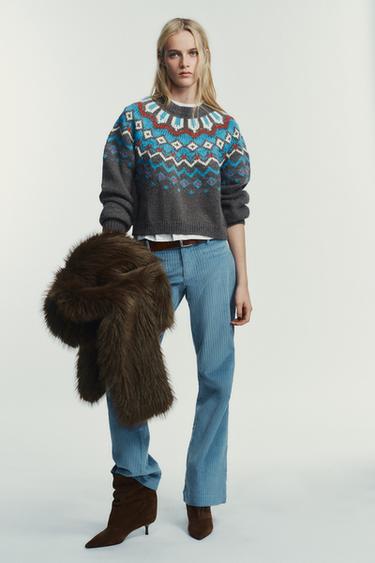 JACQUARD KNIT JUMPER - Grey by Zara