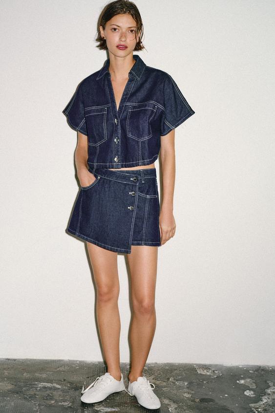 Z1975 SHORT DENIM SHIRT - Blue by Zara - Image 0