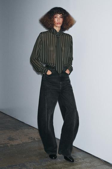 ZW COLLECTION BARREL HIGH-WAIST JEANS - Black by Zara