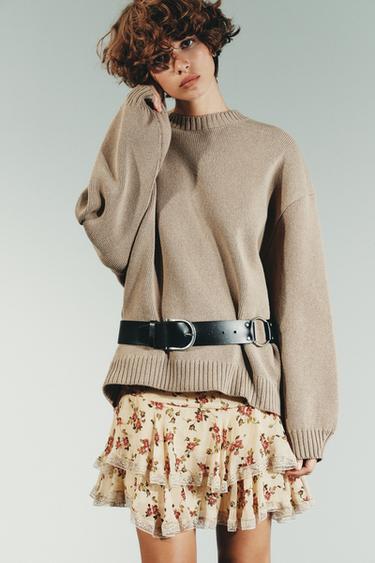 FLORAL RUFFLE MINI SKIRT - Beige by Zara