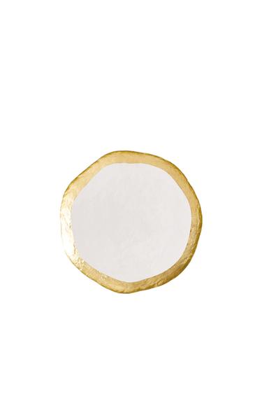 GLASS SIDE PLATE WITH RIM - Gold by Zara