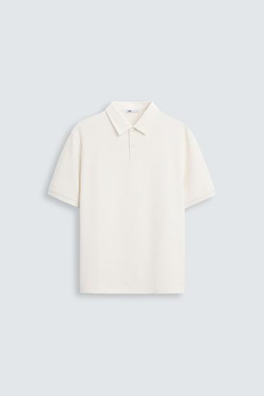 BASIC TEXTURED POLO SHIRT - Oyster-white by Zara