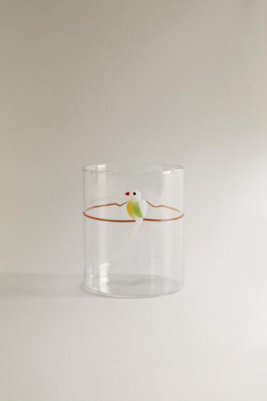 BOROSILICATE BIRD TUMBLER - White by Zara
