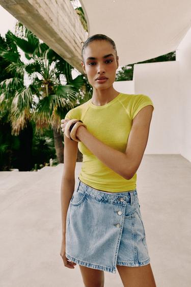 Z1975 WRAP DENIM SKORT - Light blue by Zara