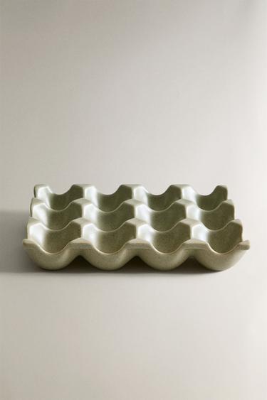 STONEWARE EGG TRAY WITH 12 UNITS - GREENISH by Zara