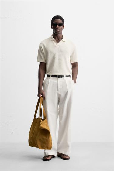 GEOMETRIC JACQUARD POLO SHIRT - Ecru by Zara