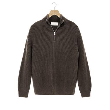 PURL KNIT QUARTER-ZIP SWEATER - brown vigore by Zara