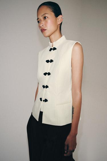 ZW COLLECTION FITTED WAISTCOAT - Sand by Zara