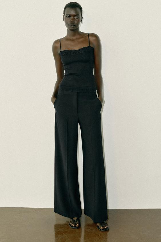 LACE STRAPPY TOP - Black by Zara - Image 0