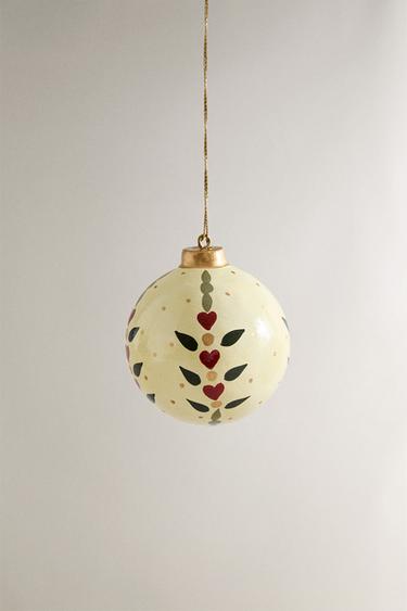 PAPIER-MÂCHÉ BAUBLE CHRISTMAS TREE DECORATION - Oyster-white by Zara