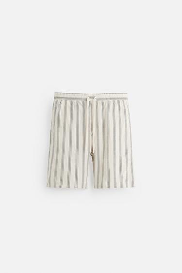 LINEN - VISCOSE BERMUDA SHORTS - striped by Zara