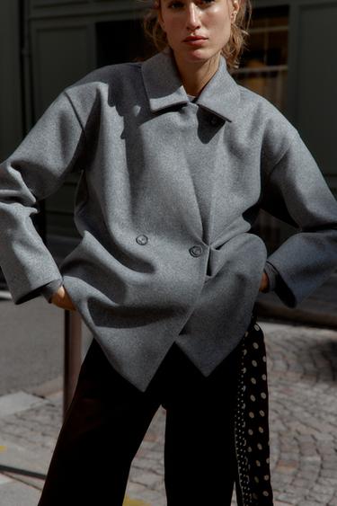 SOFT DOUBLE-BREASTED COAT - Anthracite grey by Zara