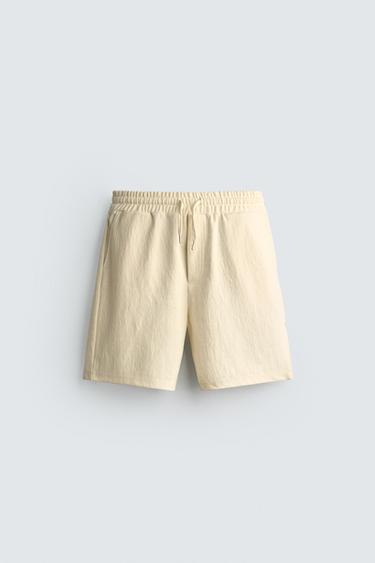 TEXTURED JOGGER BERMUDA SHORTS - Butter by Zara