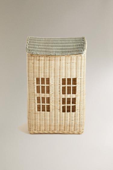 CHILDREN’S RATTAN HOUSE BASKET - Light beige by Zara - Image 0