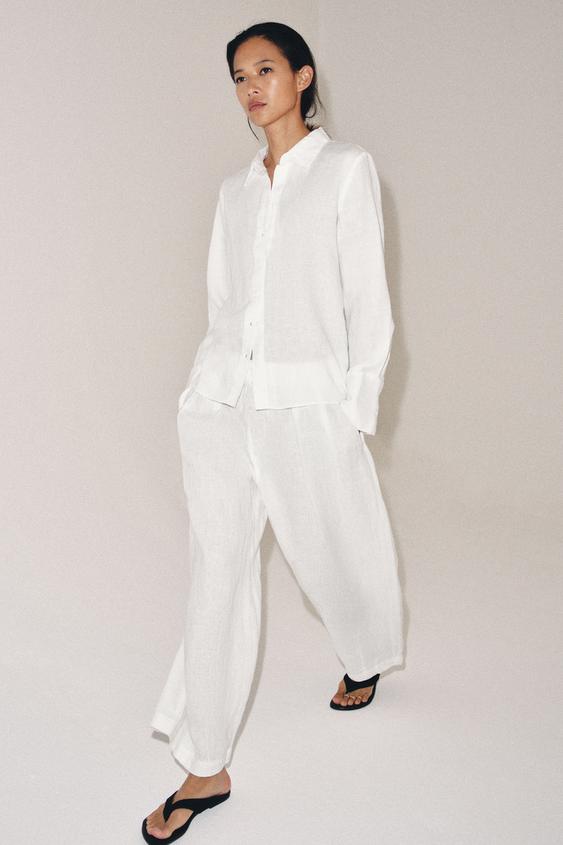 ZW COLLECTION 100% LINEN SHIRT - White by Zara - Image 0