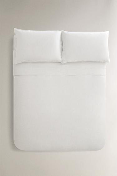 WASHED LINEN DUVET COVER (160 GxM²) - White by Zara