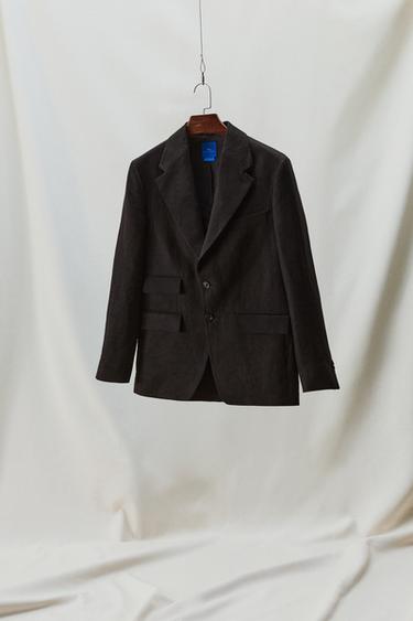 100% LINEN TWILL SUIT BLAZER AARON LEVINE X ZARA - Black by Zara