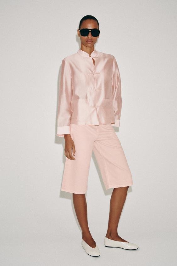 ZW COLLECTION MID-WAIST DENIM BERMUDA SHORTS - Pink by Zara - Image 0