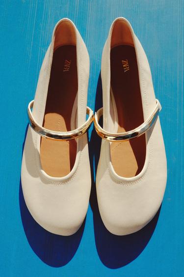 BALLERINAS WITH METAL STRAP - White by Zara - Image 0