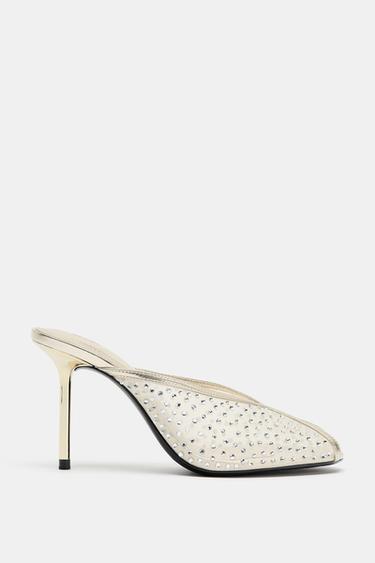 SHINY MESH MULE SANDALS - Gold by Zara