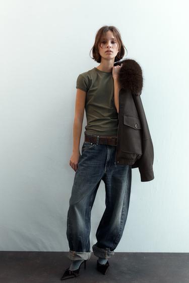 SHORT SLEEVE INTERLOCK T-SHIRT - Green-dry by Zara