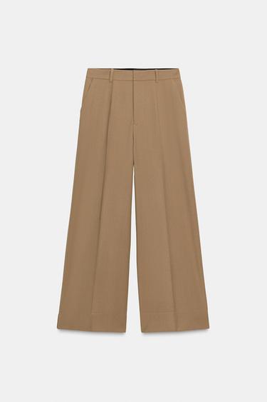 ZW COLLECTION WIDE-LEG TROUSERS - Caramel by Zara