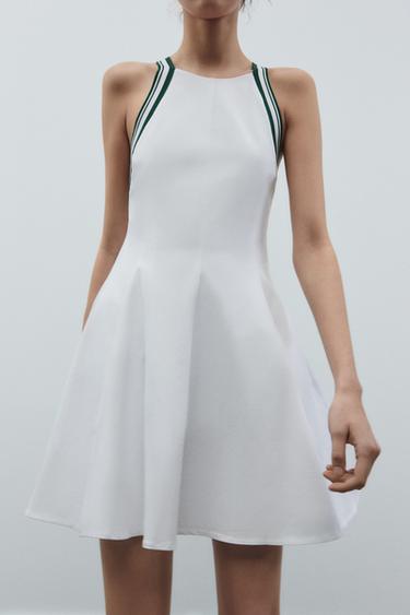 CONTRAST RIB HALTER DRESS - White by Zara - Image 0