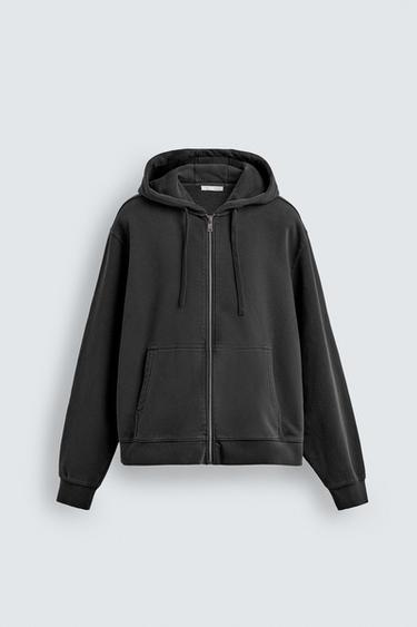 ZIP-UP HOODIE - Faded black by Zara