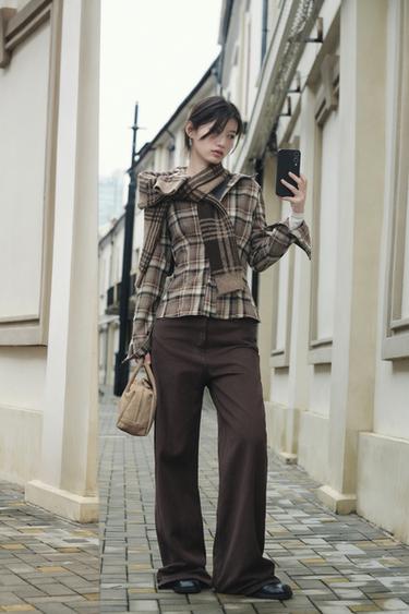 TRF HIGH-WAIST EXTRA WIDE-LEG JEANS - Brown by Zara