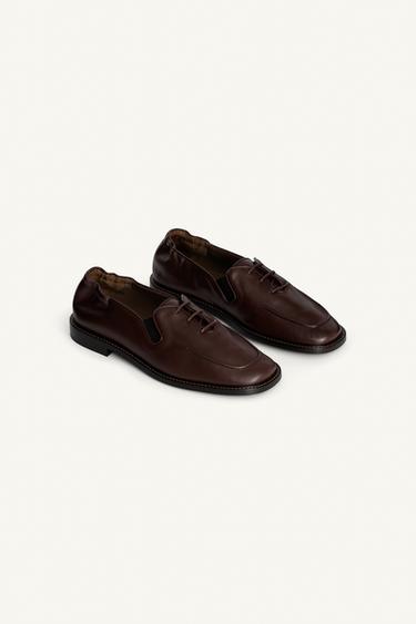 LEATHER SHOES - Burgundy Red by Zara