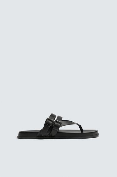 STRAPPY SANDALS WITH BUCKLE DETAIL - Black by Zara