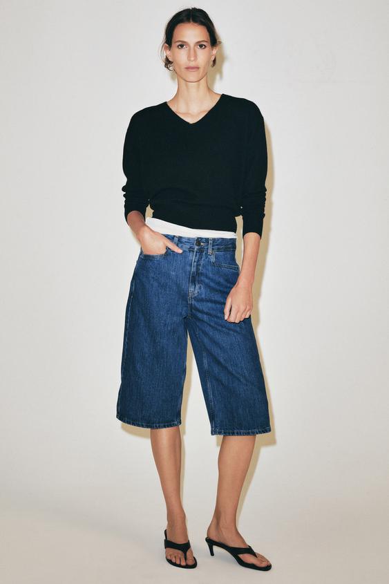 ZW COLLECTION MID-WAIST DENIM BERMUDA SHORTS - Mid-blue by Zara - Image 0
