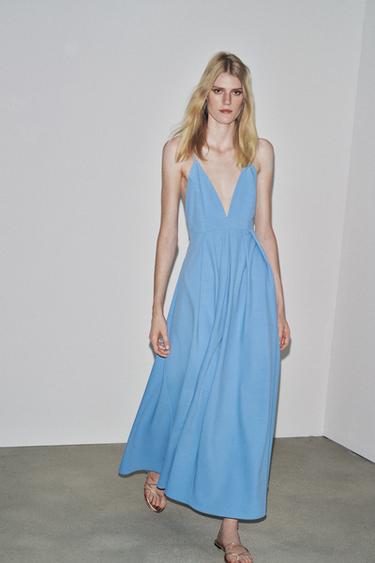 ZW COLLECTION LONG DRESS WITH TIES - Sky blue by Zara