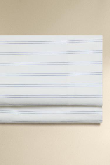 COTTON FLAT SHEET WITH DOUBLE STRIPES - Oyster-white by Zara