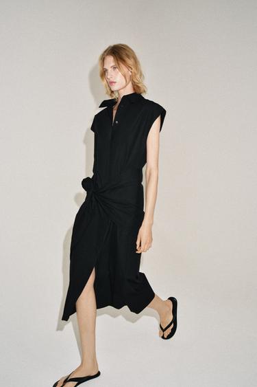 ZW COLLECTION SASH SHIRT DRESS - Black by Zara