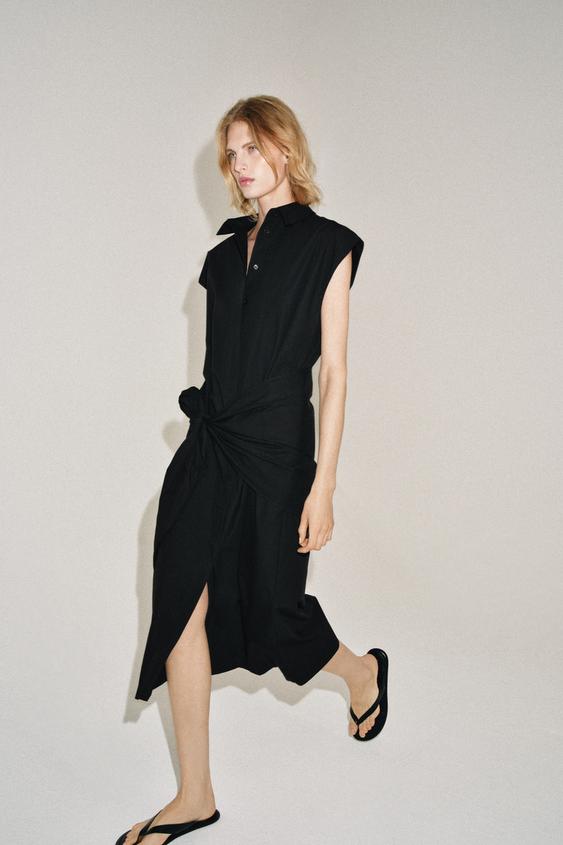 ZW COLLECTION SASH SHIRT DRESS - Black by Zara - Image 0